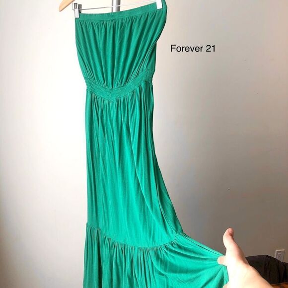 Forever 21/ Emerald Green Strapless Dress/ Sz M - Picture 1 of 4